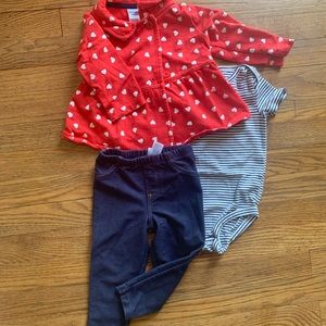 3 piece Carter’s Red heart set, 18 months